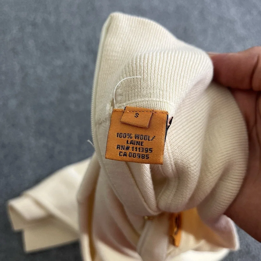 Tory Burch 100% Wool Lightweight Sweater Mock Neck Cream Long Sleeve Sz Small